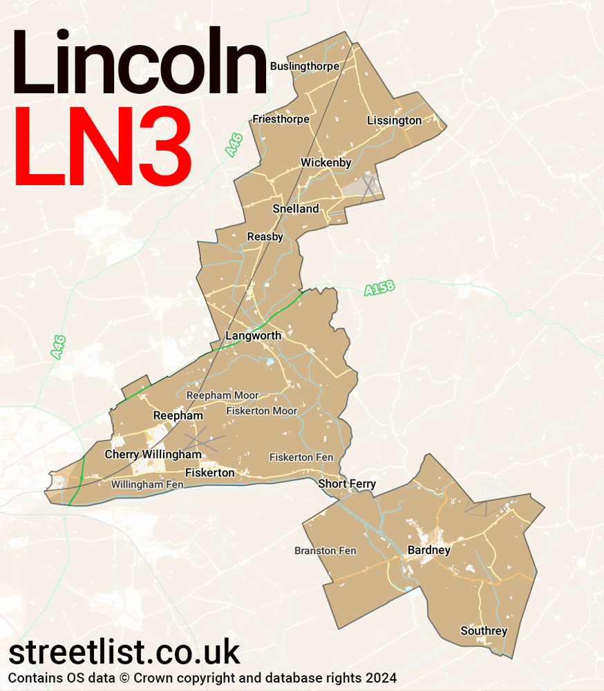 Map of the LN3 postcode