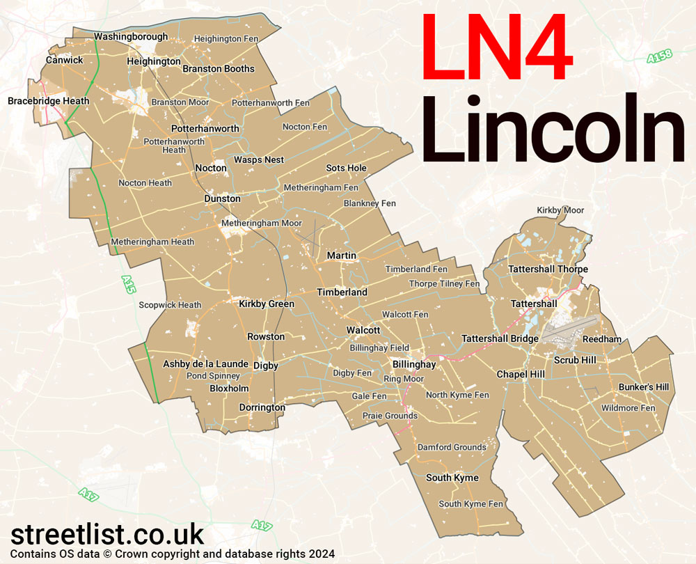 Map of the LN4 postcode