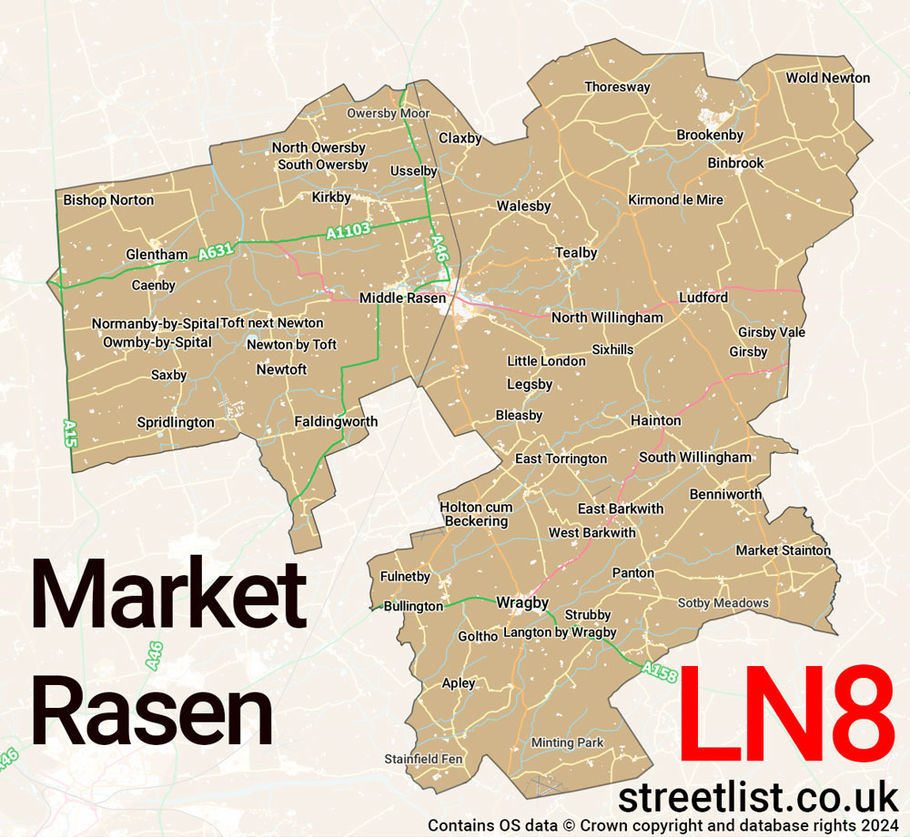 Map of the LN8 postcode