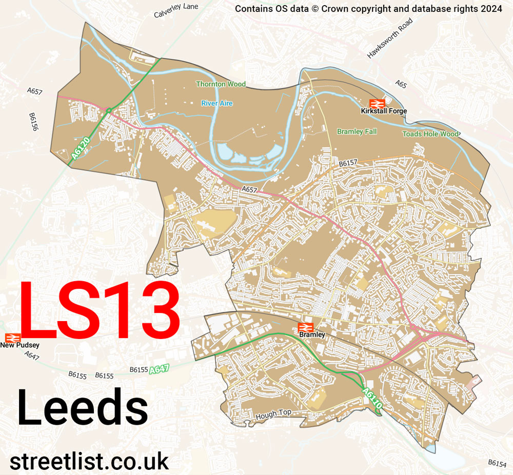 Map of the LS13 postcode