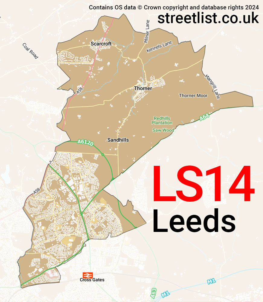 Map of the LS14 postcode