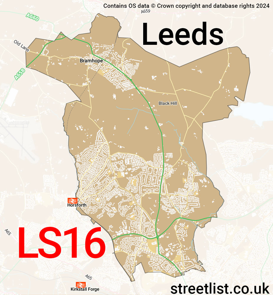 Map of the LS16 postcode