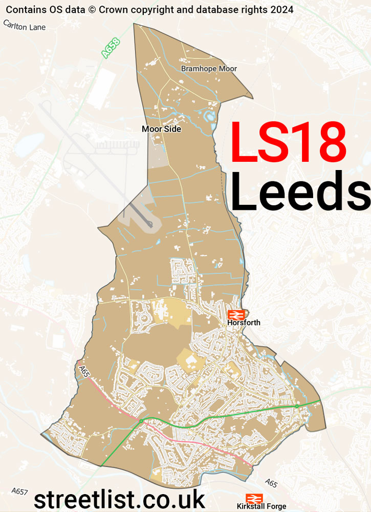 Map of the LS18 postcode