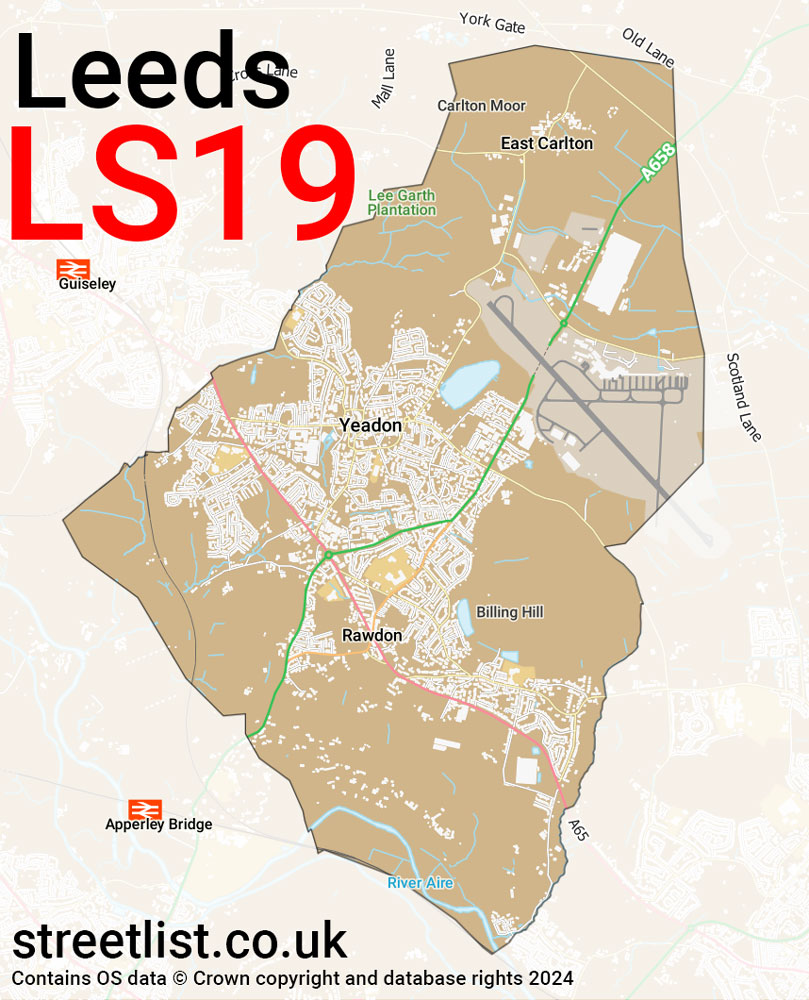 Map of the LS19 postcode