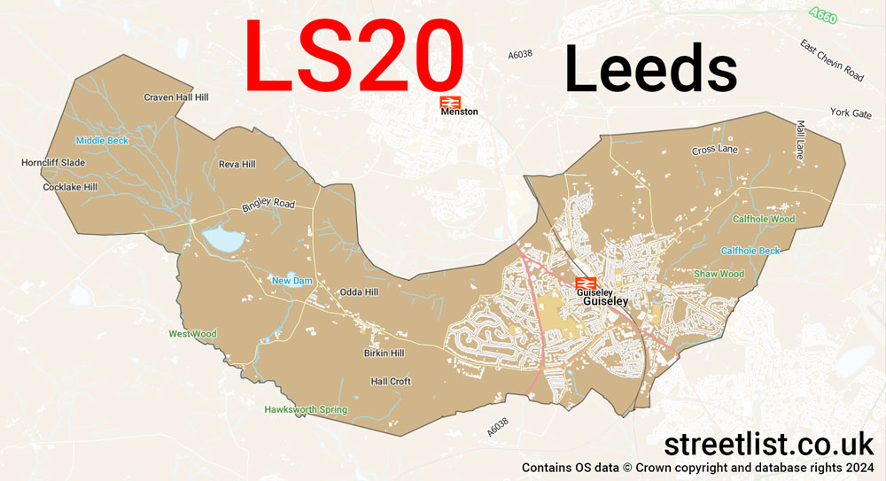 Map of the LS20 postcode