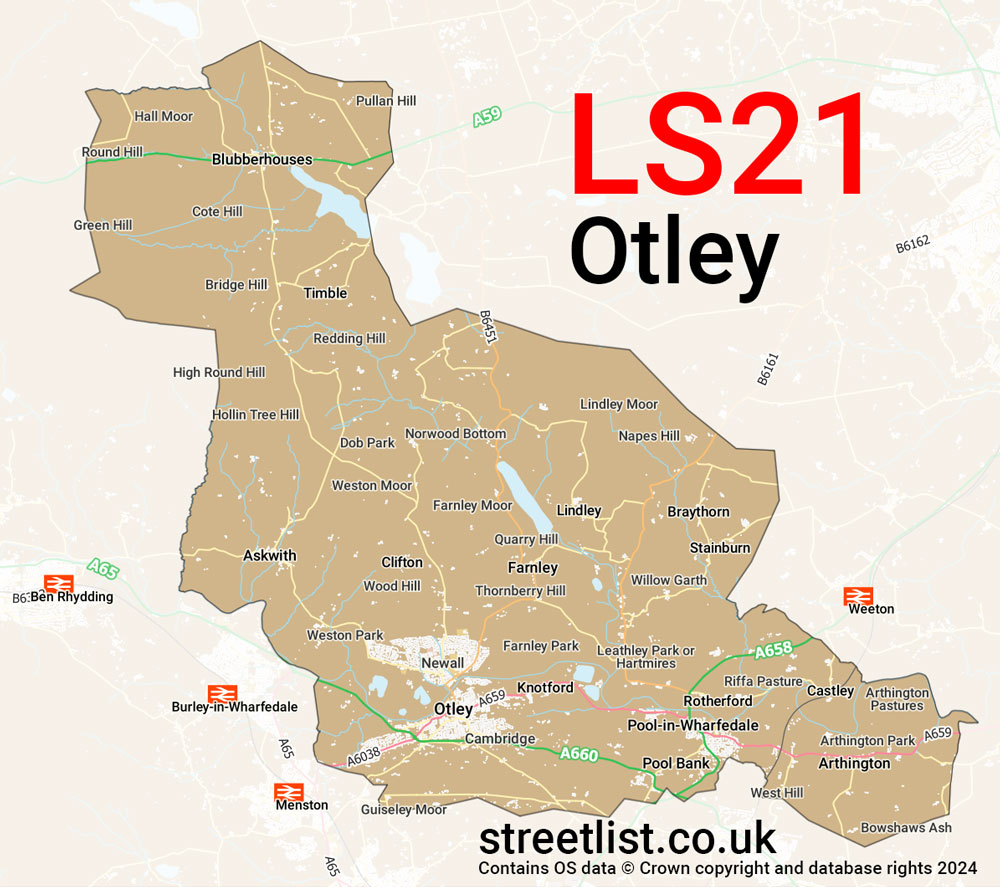 Map of the LS21 postcode