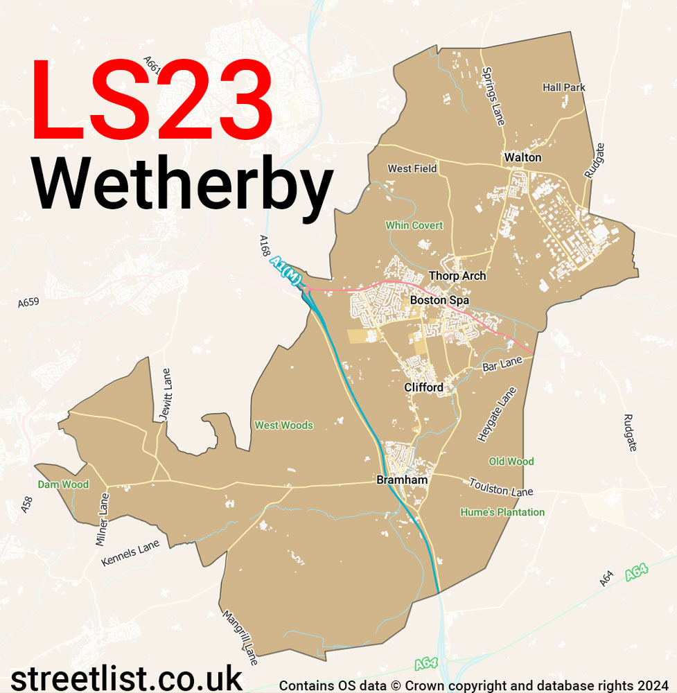 Map of the LS23 postcode