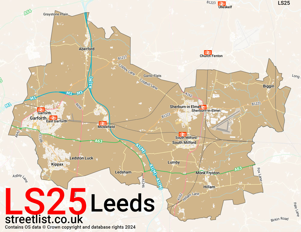 Map of the LS25 postcode