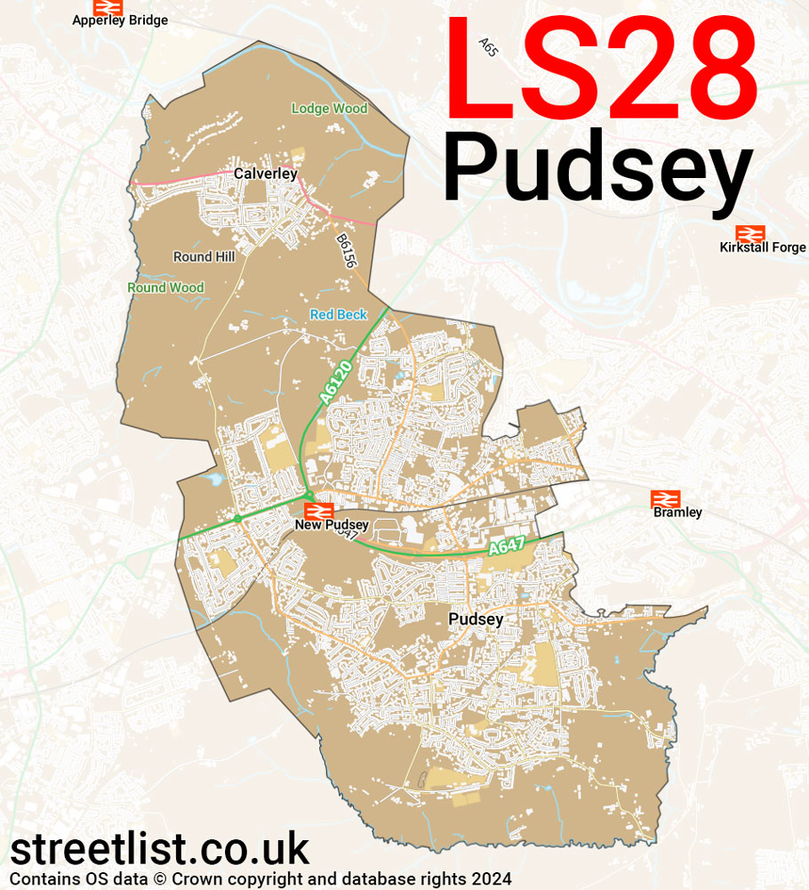 Map of the LS28 postcode