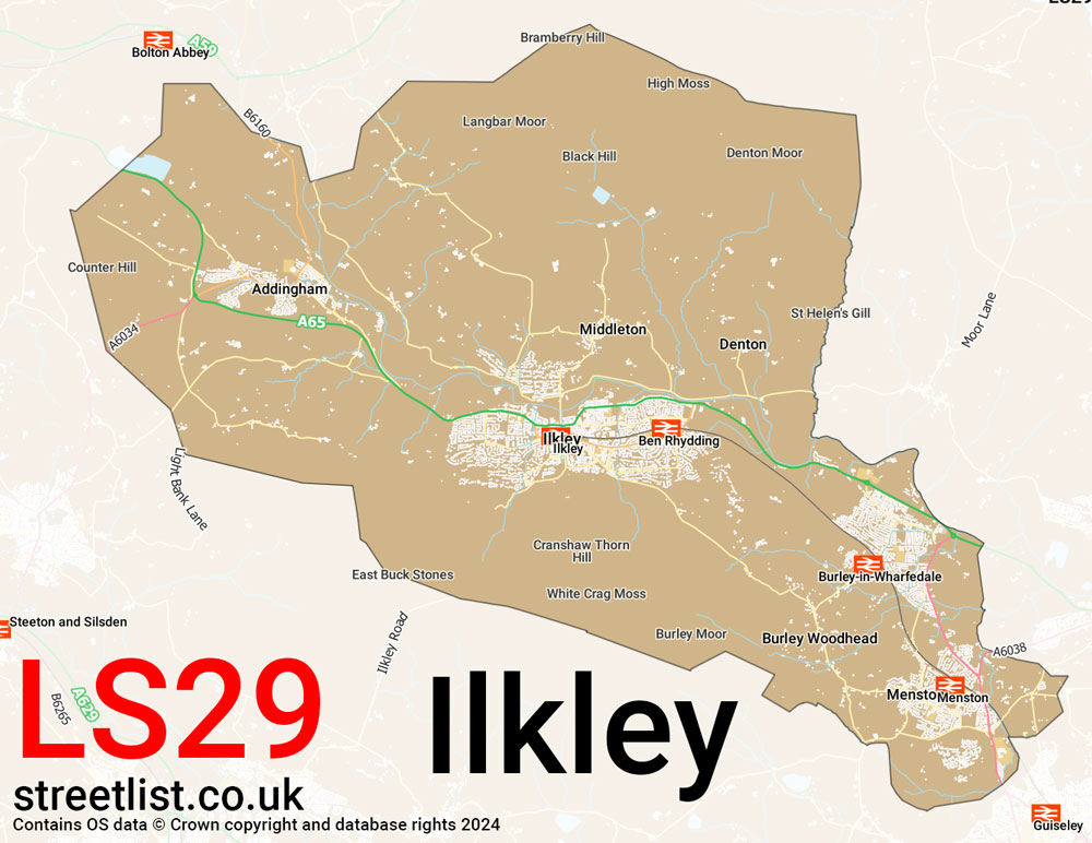 Map of the LS29 postcode