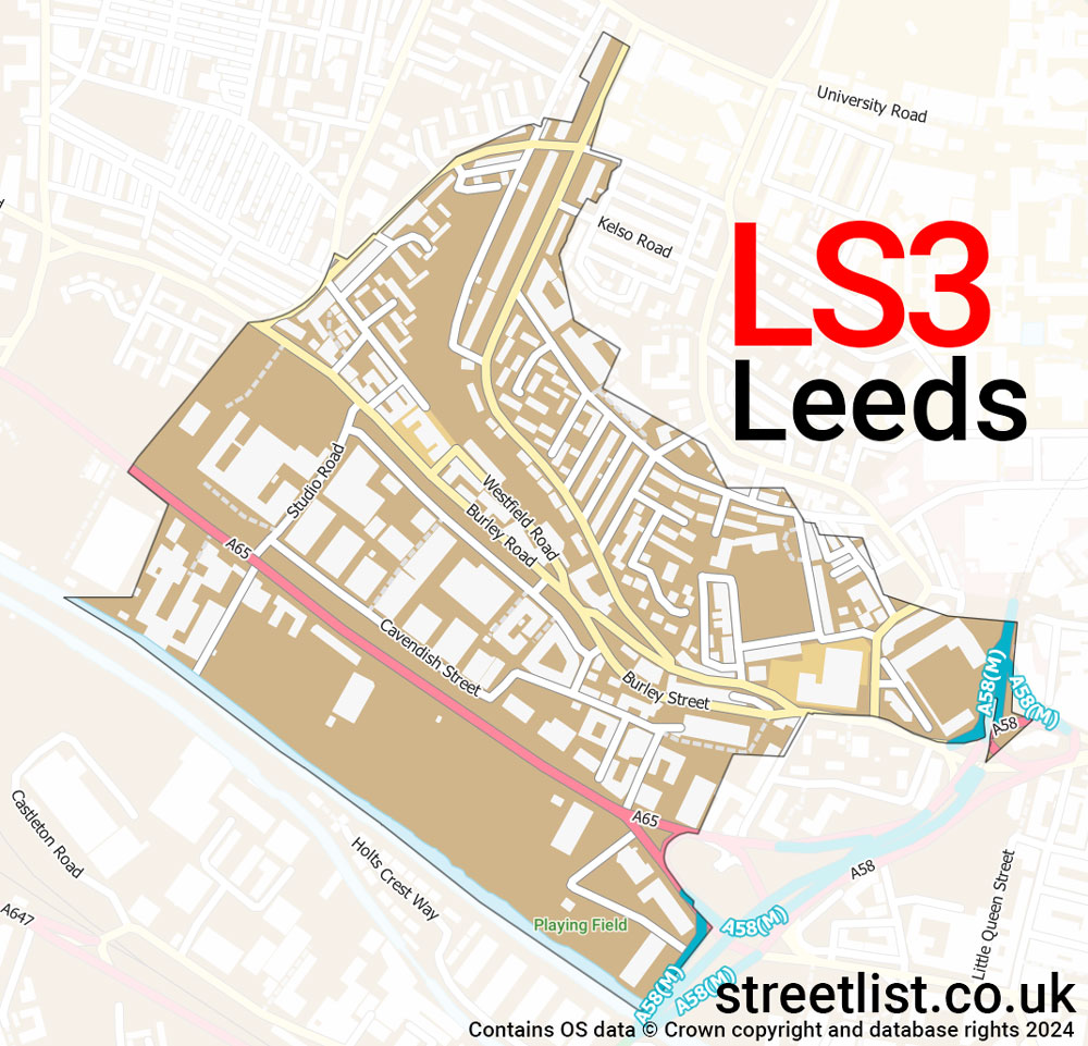 Map of the LS3 postcode