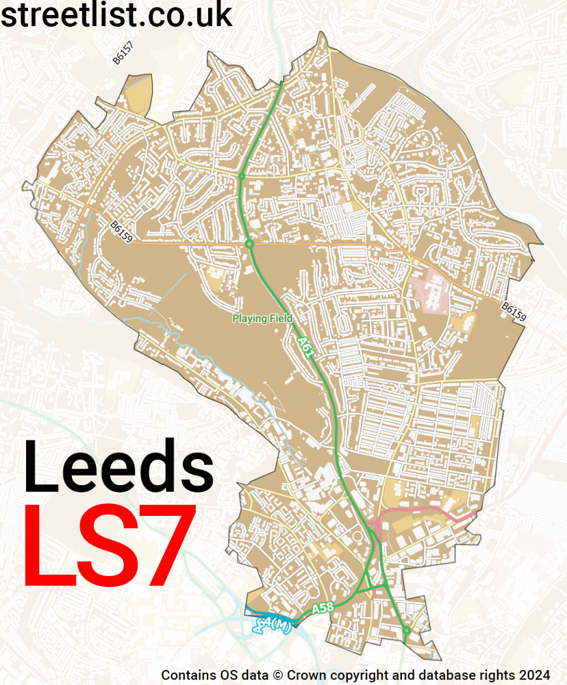 Map of the LS7 postcode