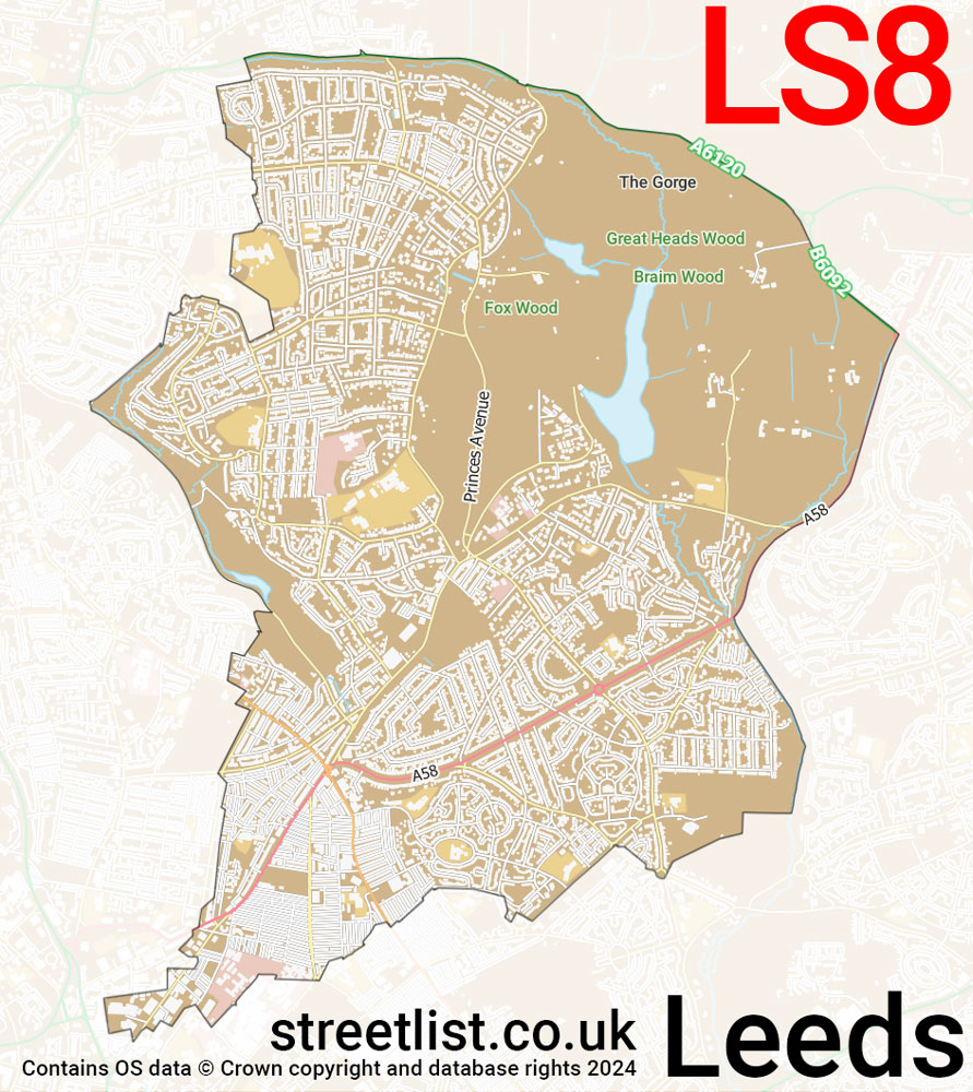 Map of the LS8 postcode