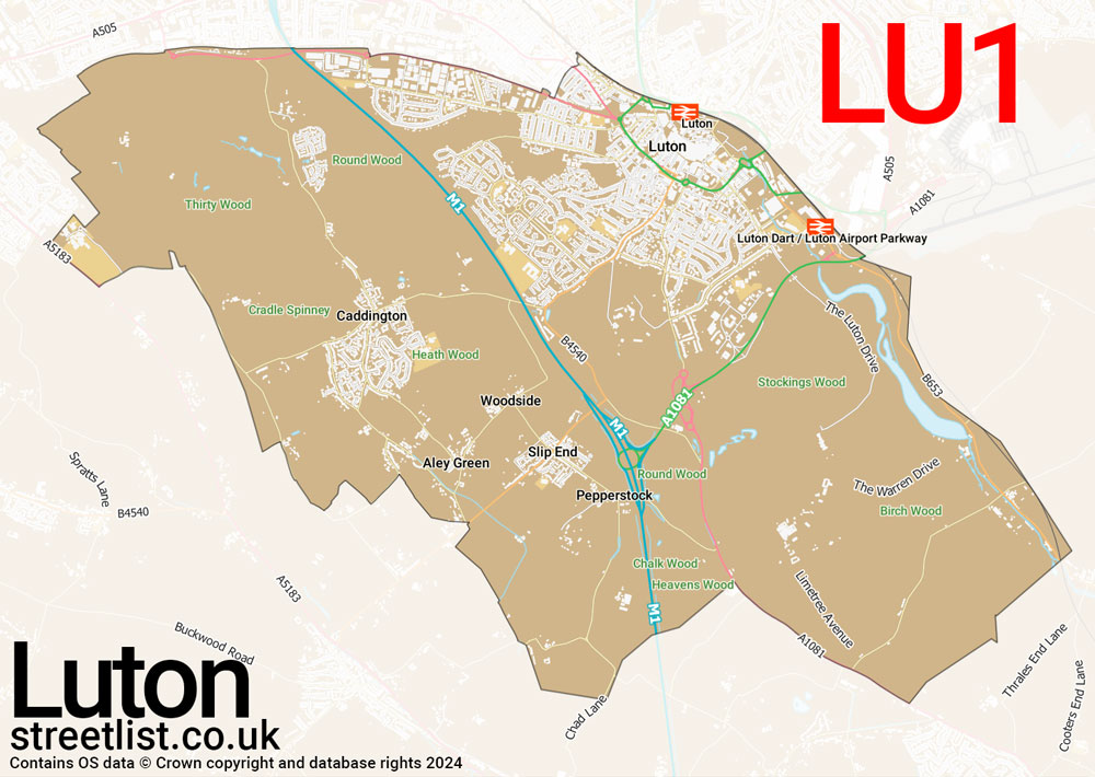 Map of the LU1 postcode