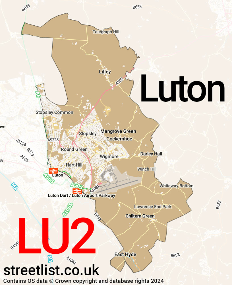 Map of the LU2 postcode