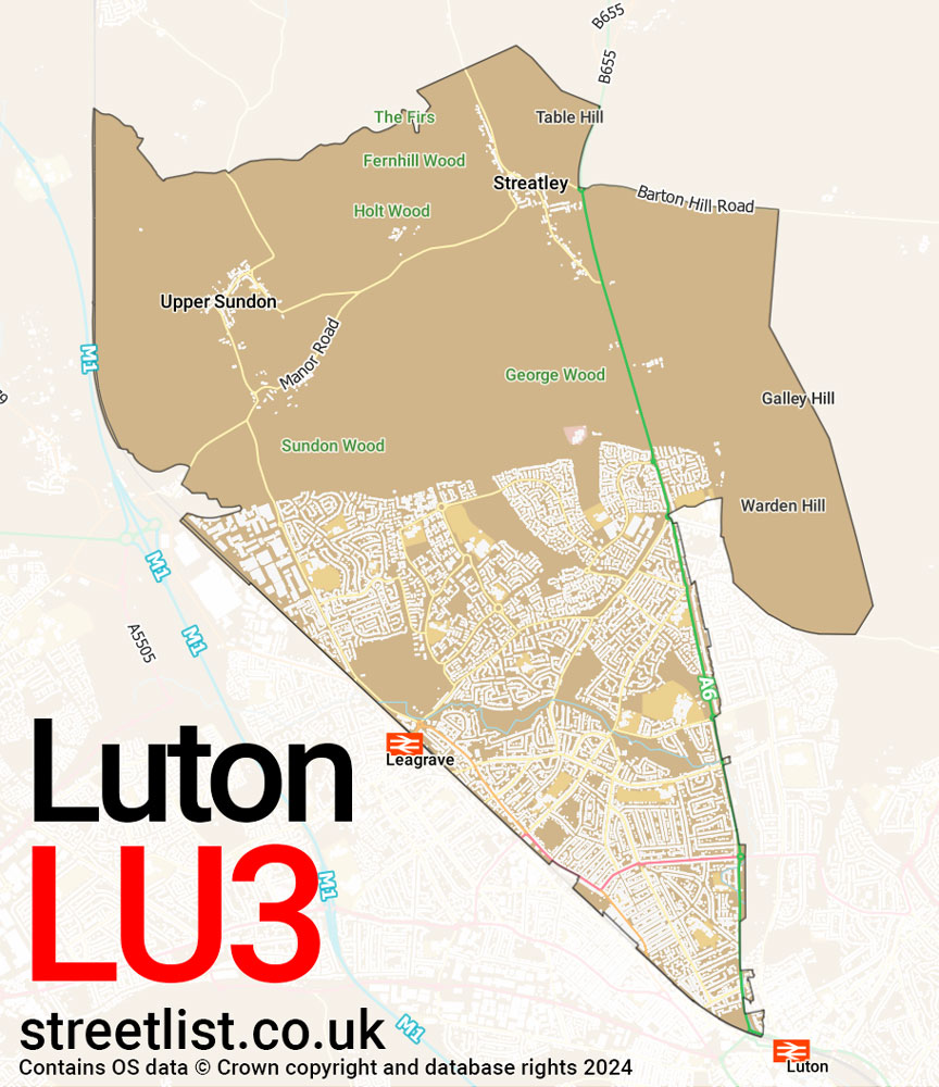 Map of the LU3 postcode