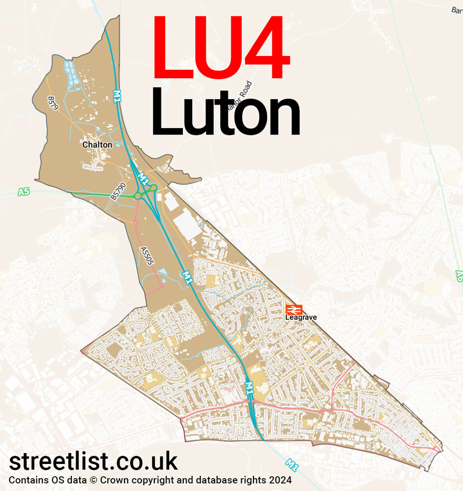 Map of the LU4 postcode