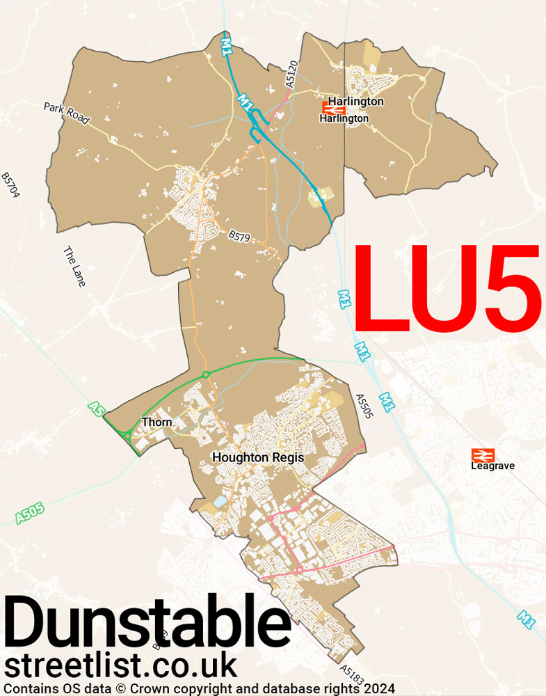 Map of the LU5 postcode