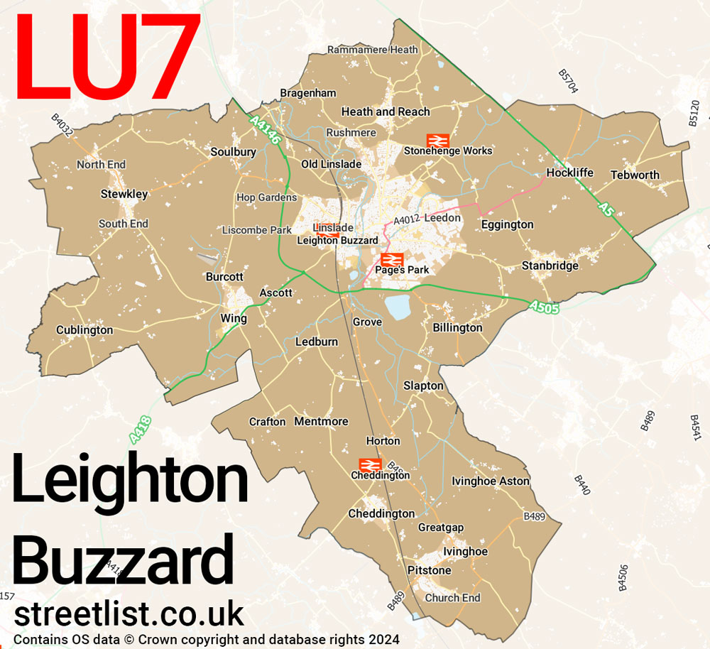 Map of the LU7 postcode