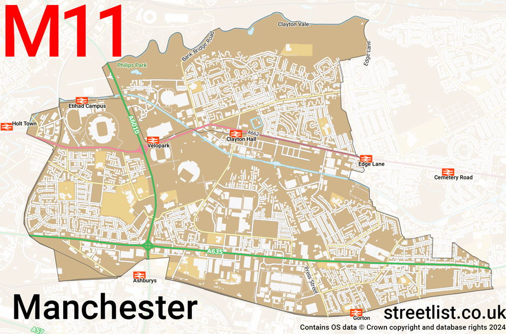 Map of the M11 postcode