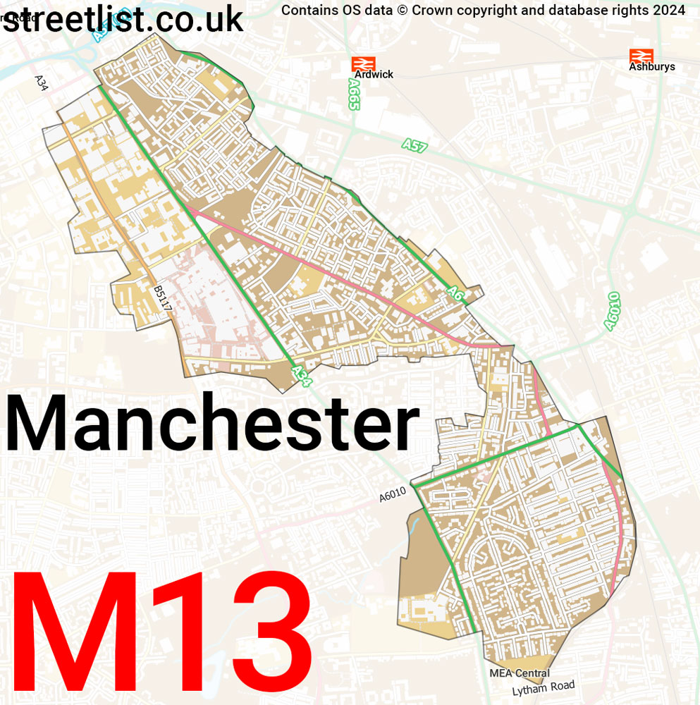 Map of the M13 postcode