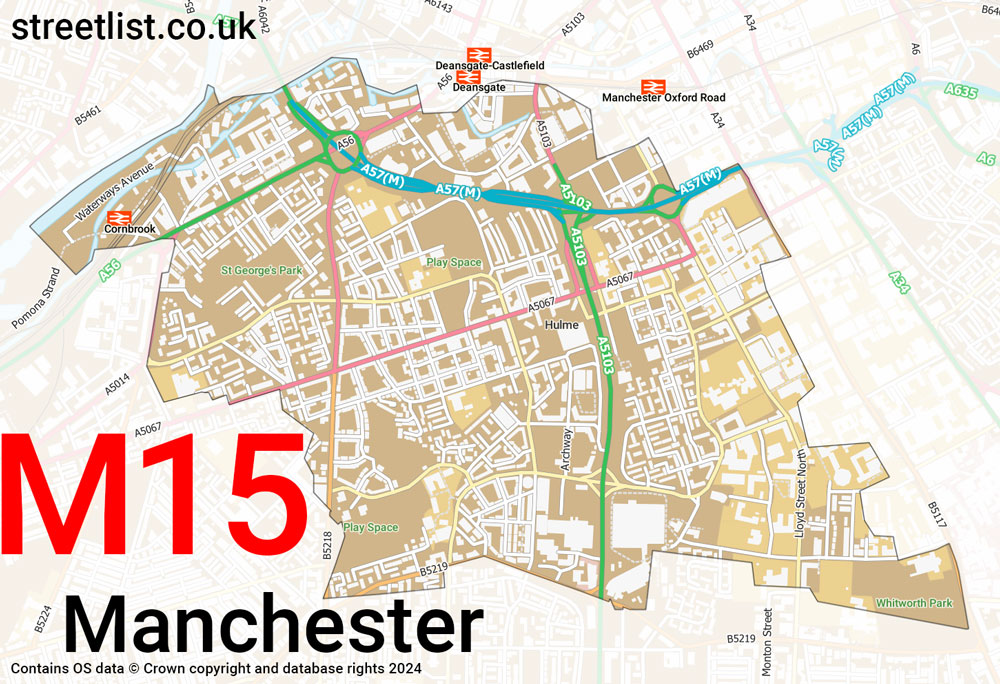 Map of the M15 postcode