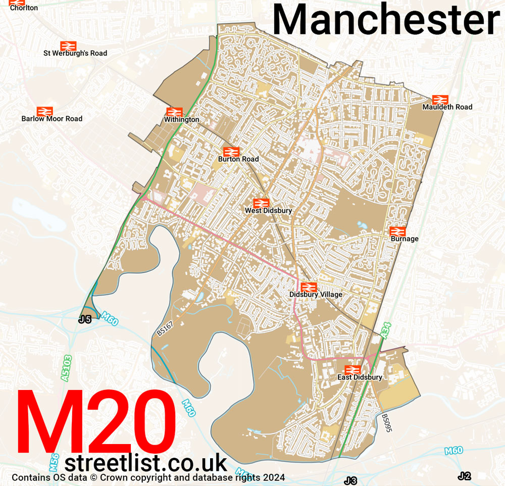 Map of the M20 postcode