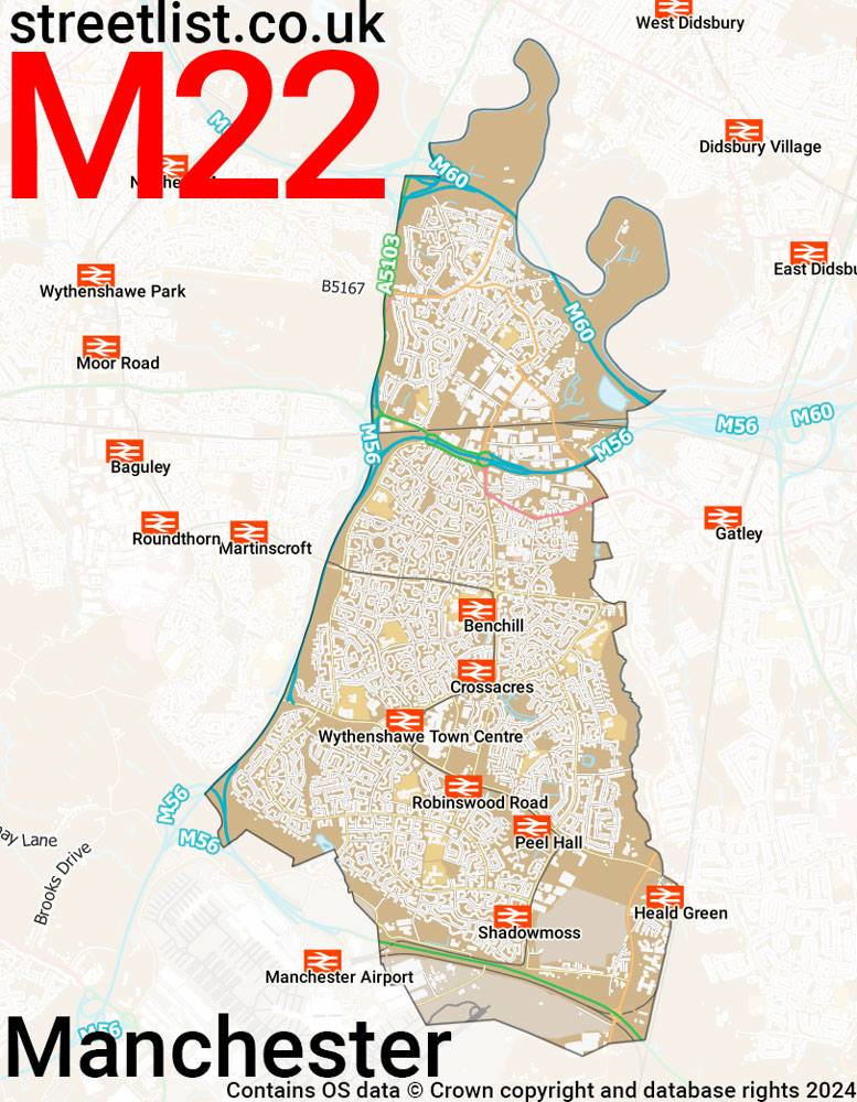 Map of the M22 postcode