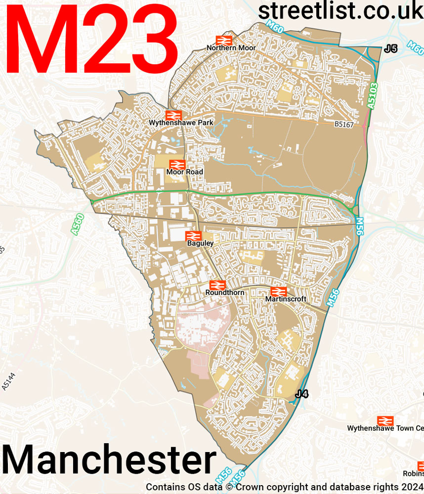 Map of the M23 postcode