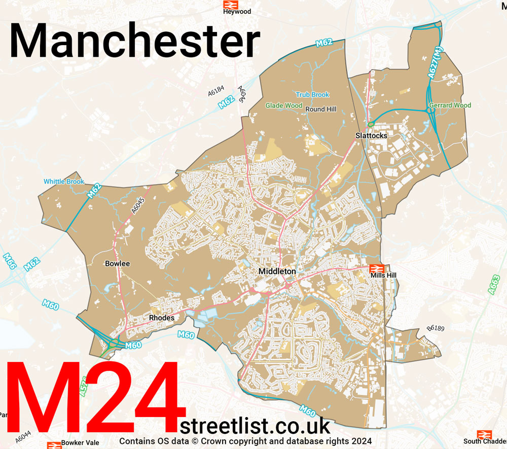 Map of the M24 postcode