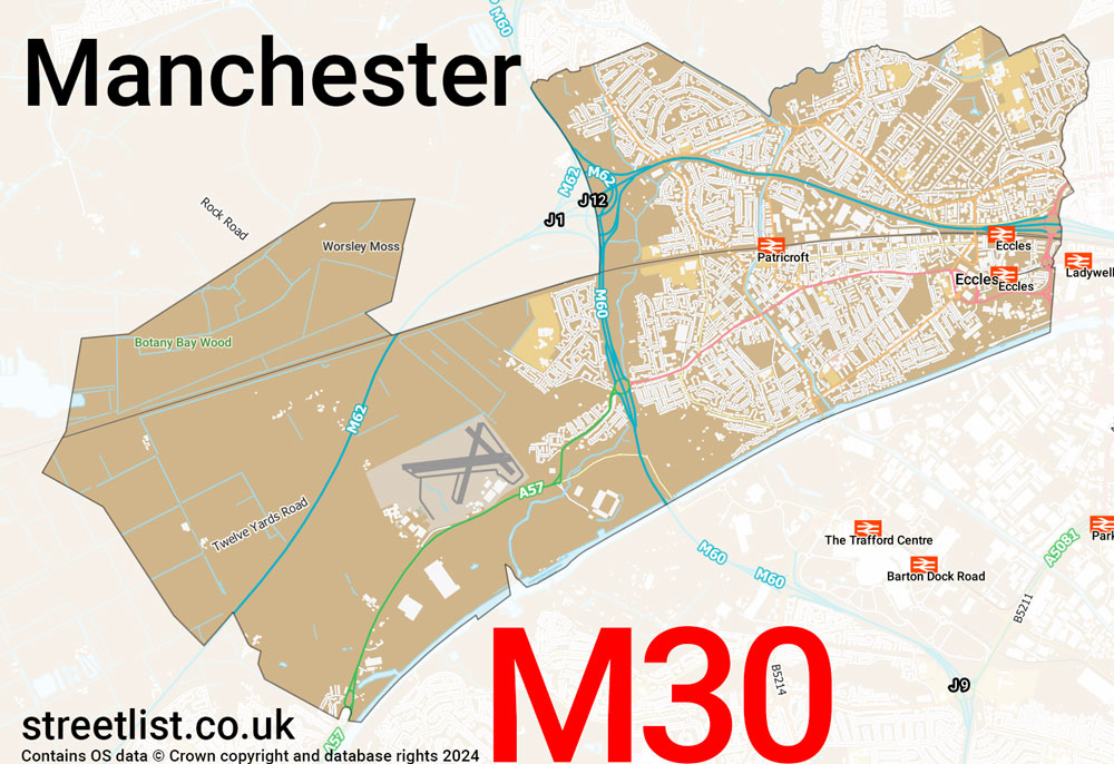 Map of the M30 postcode