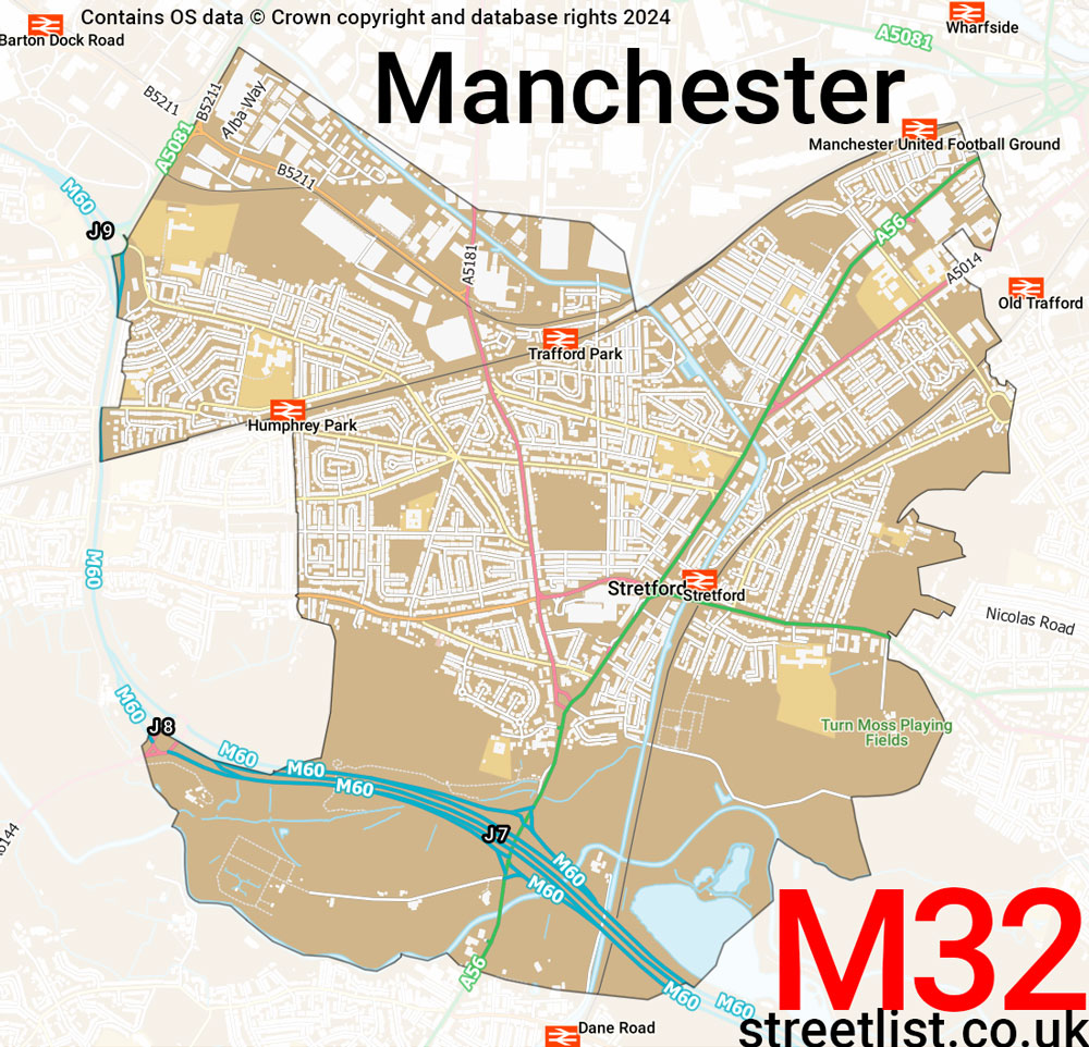 Map of the M32 postcode