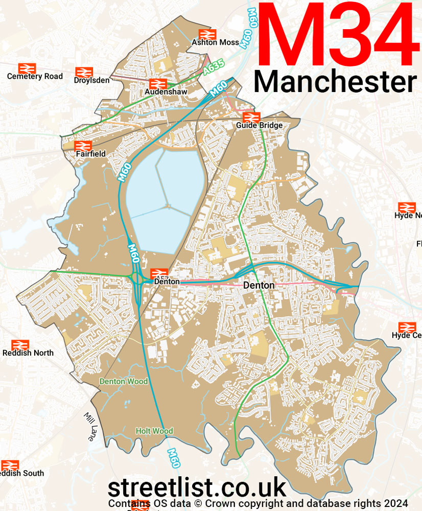 Map of the M34 postcode