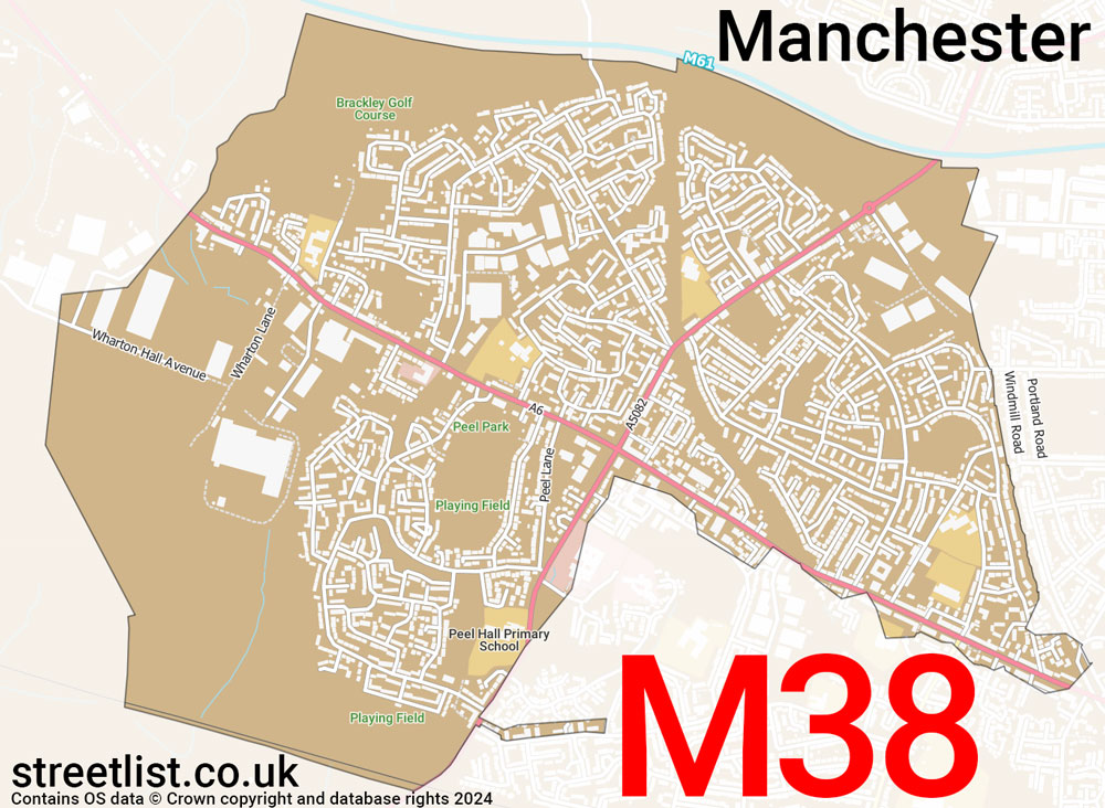 Map of the M38 postcode