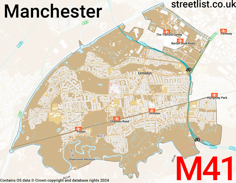 Map of the M41 postcode