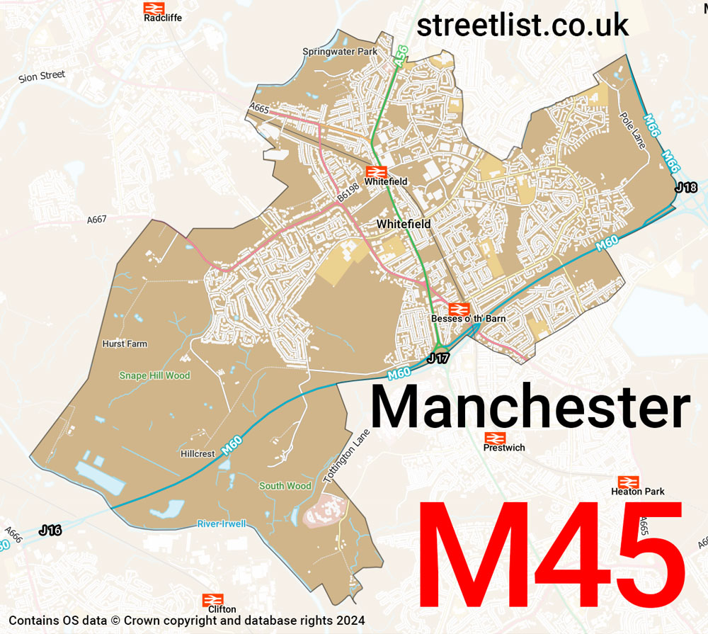 Map of the M45 postcode