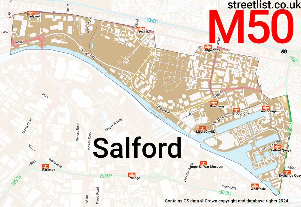 Map of the M50 postcode