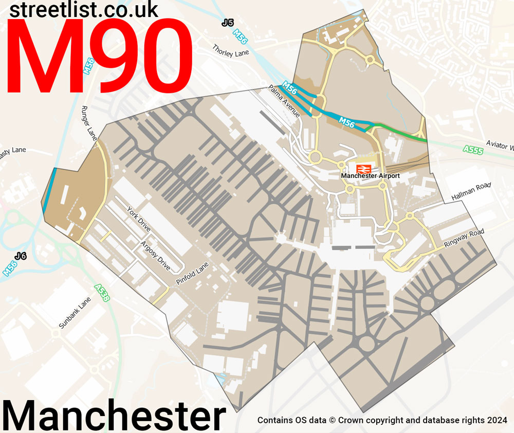 Map of the M90 postcode