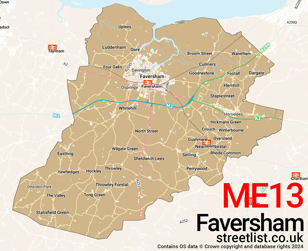 Map of the ME13 postcode