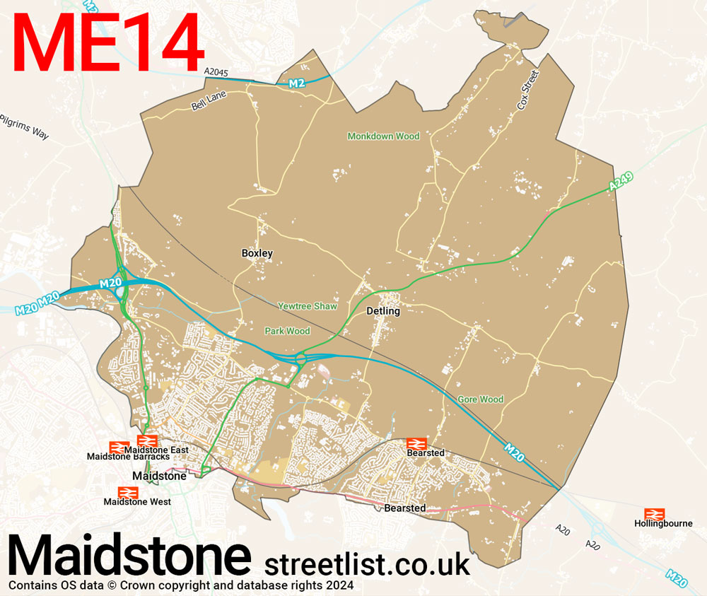 Map of the ME14 postcode