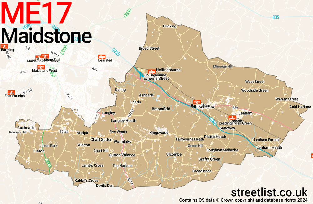 Map of the ME17 postcode