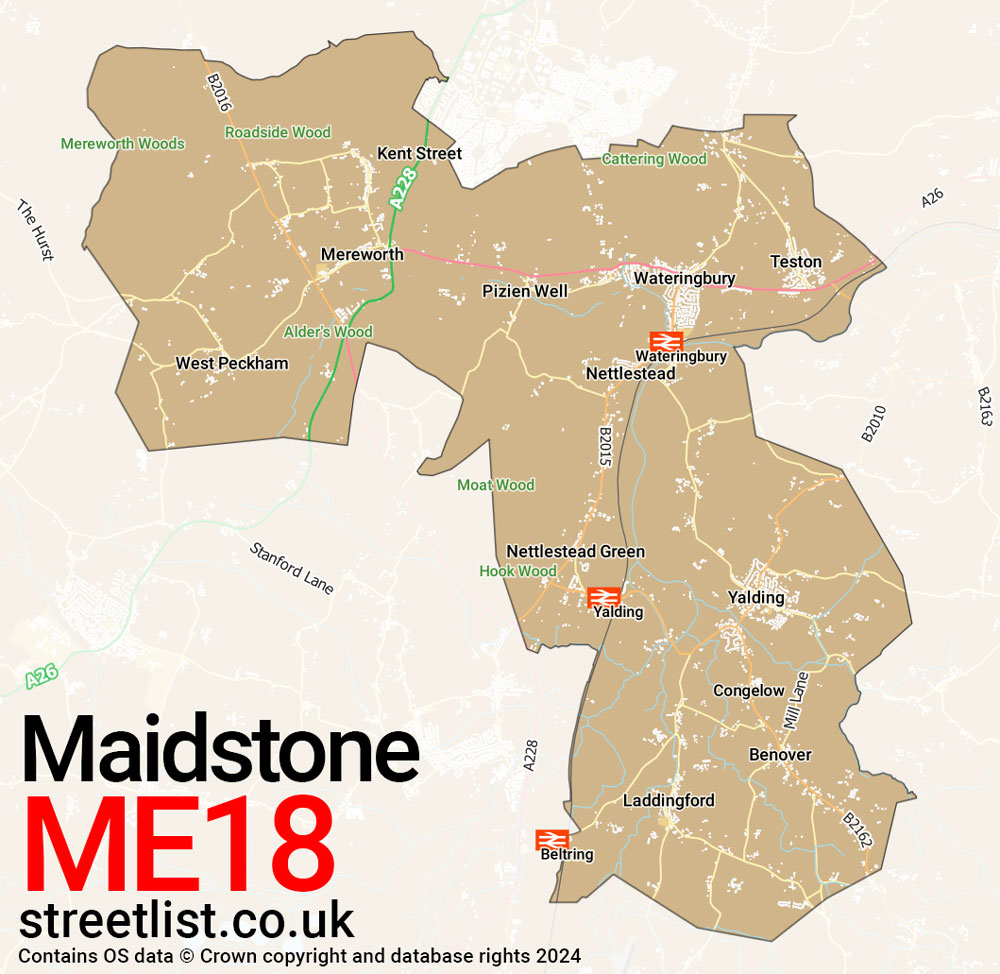 Map of the ME18 postcode