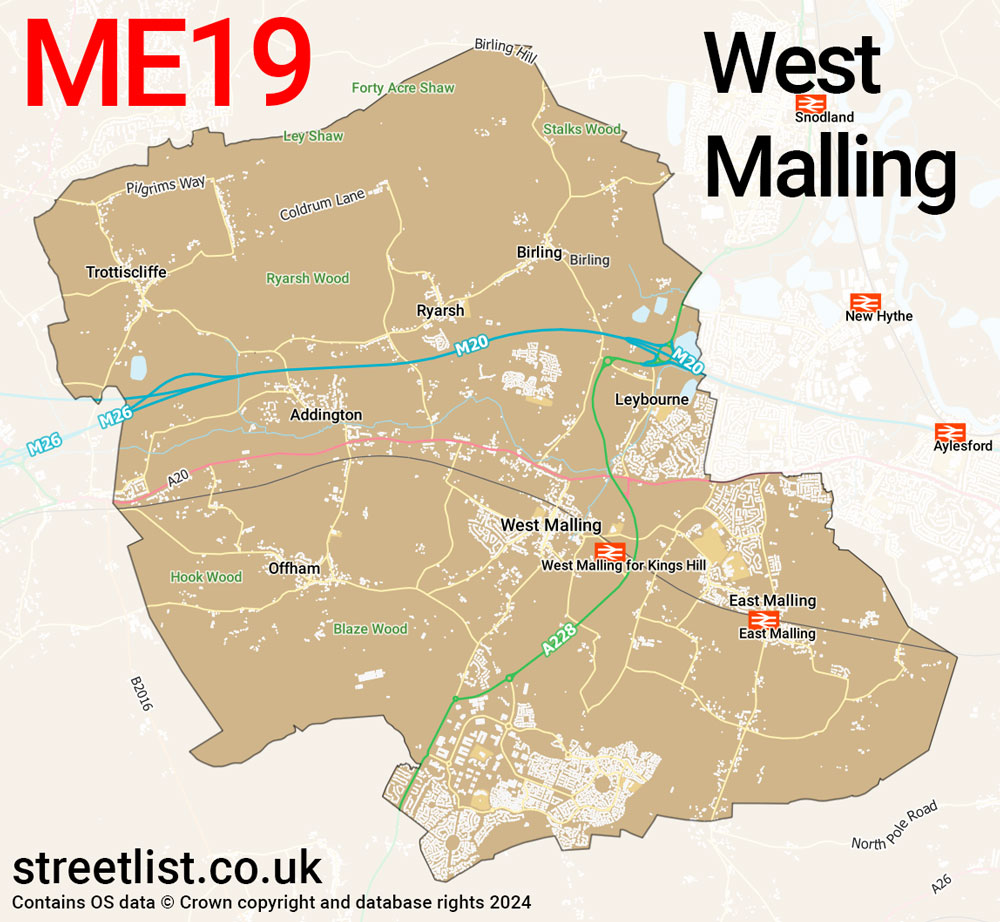 Map of the ME19 postcode