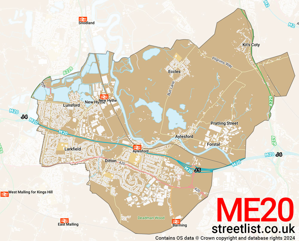 Map of the ME20 postcode