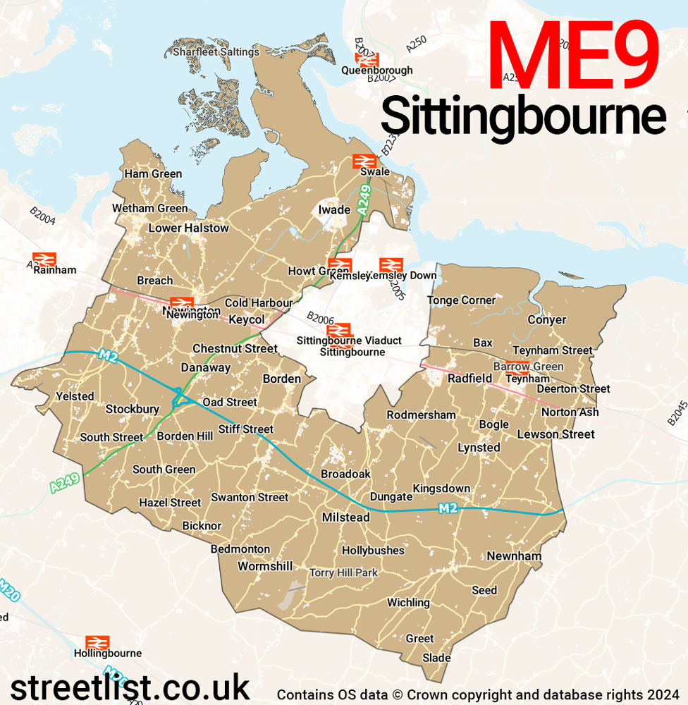 Map of the ME9 postcode