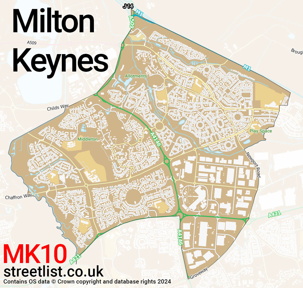 Map of the MK10 postcode