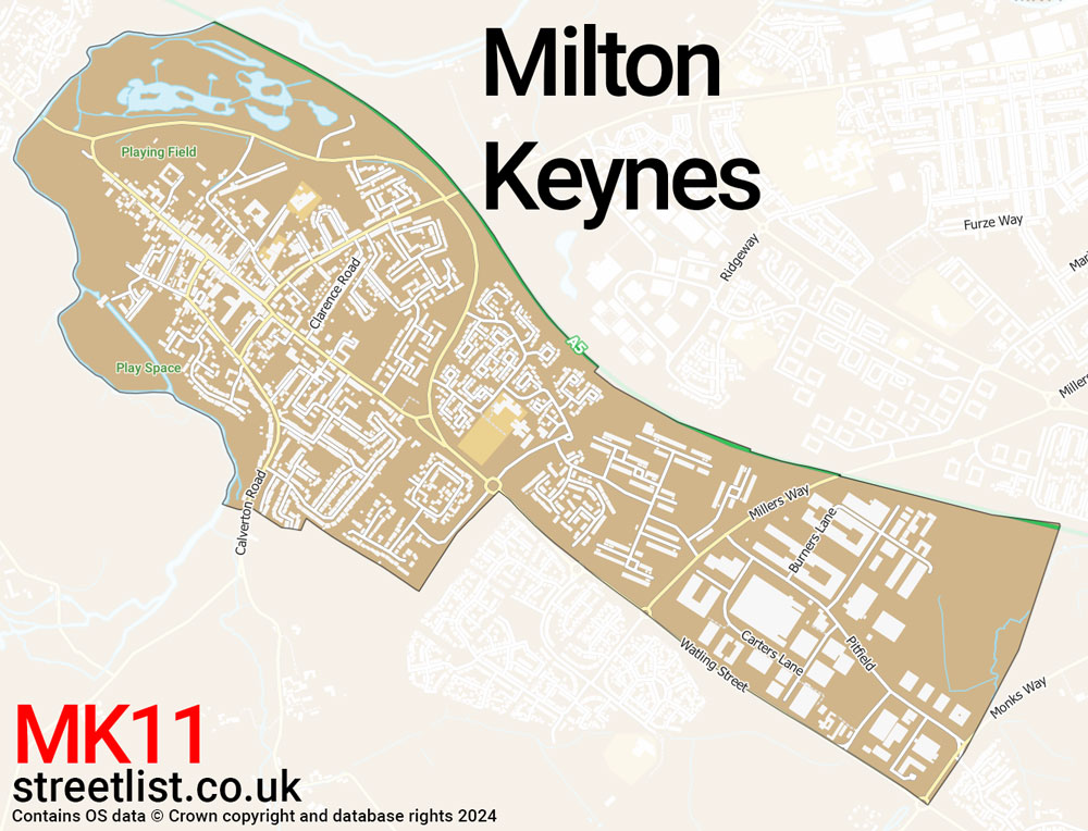 Map of the MK11 postcode