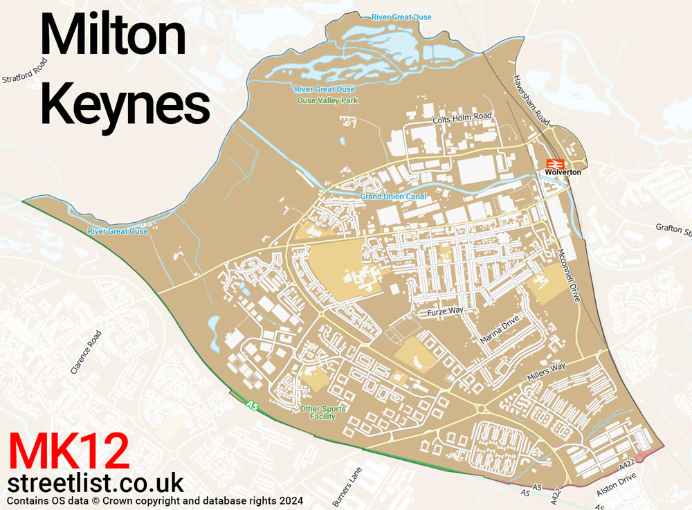 Map of the MK12 postcode