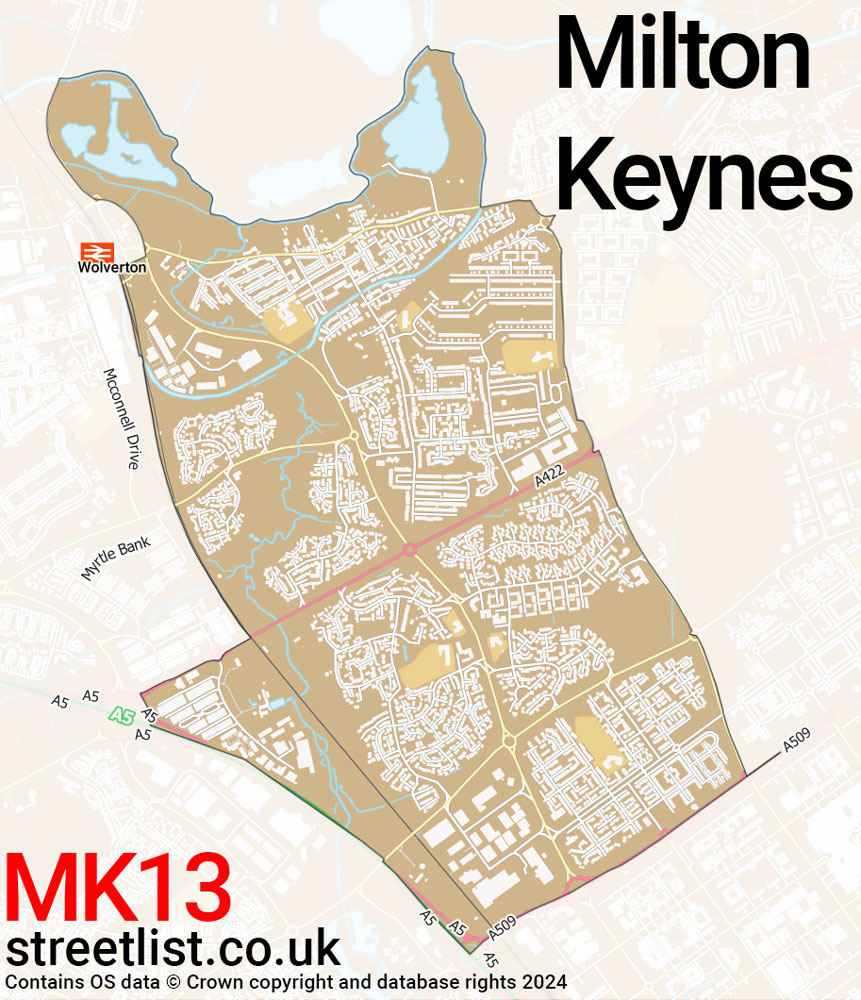 Map of the MK13 postcode