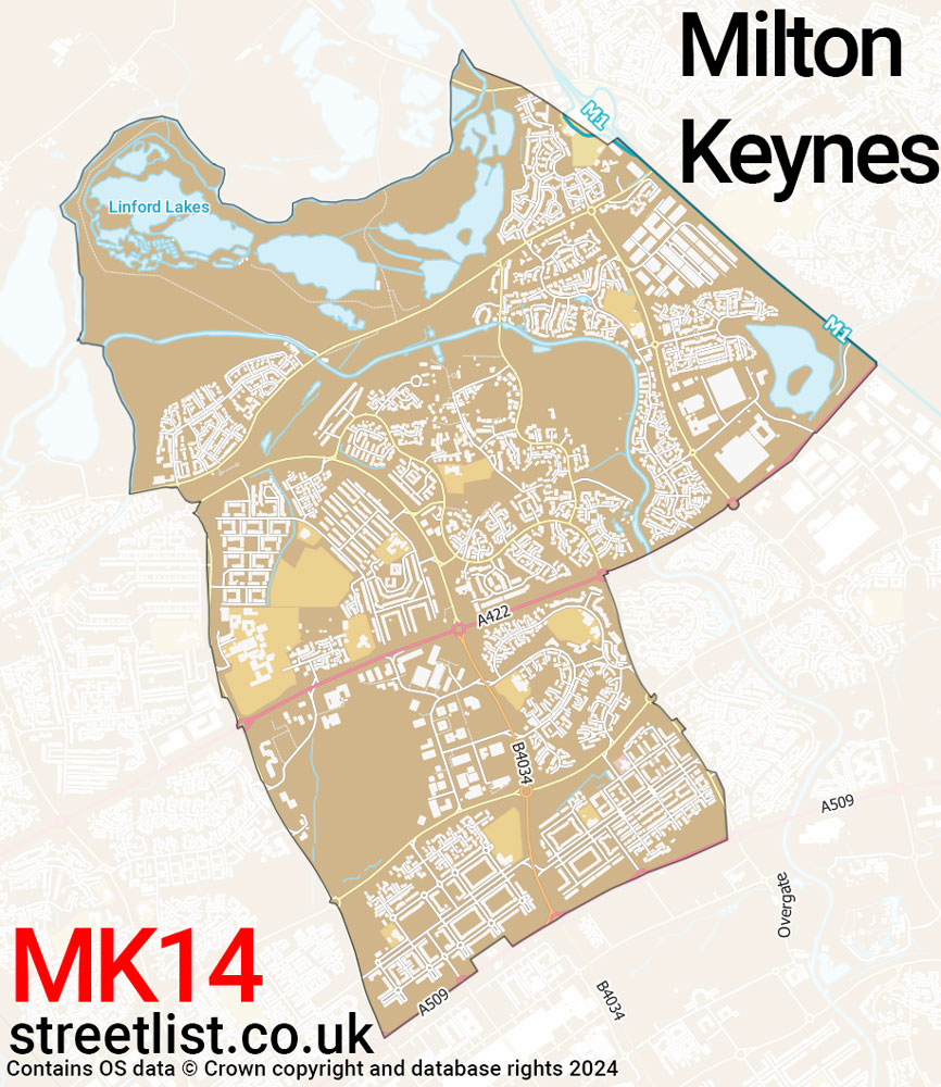 Map of the MK14 postcode